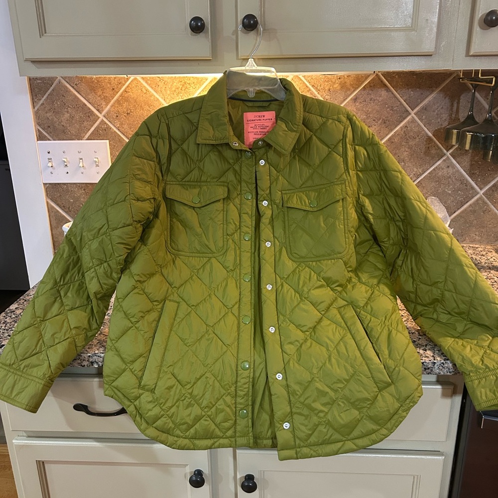 J Crew Olive Green Quilted Jacket